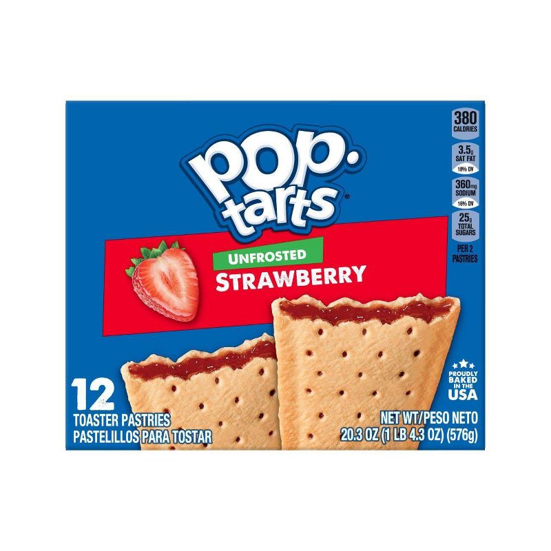 Kellogg's Pop-Tarts Unfrosted Strawberry Pastries - 12ct/20.31oz