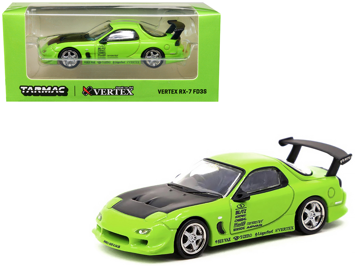 Mazda RX7 (FD3S) LB-Super-Silhouette RHD (Right Hand Drive) #55 Green and Orange with Graphics "Tokyo Auto Salon 2024 - Malaysia Diecast Expo 2024" 1/64 Diecast Model Car by Inno Models