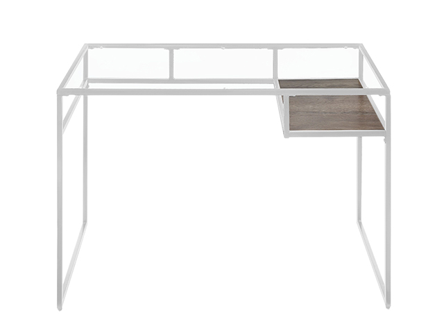 Metal & Glass Top Desk, Home Office Writing Desk, Makeup Table Desk Vanity for Home Decor,Blue,GT116