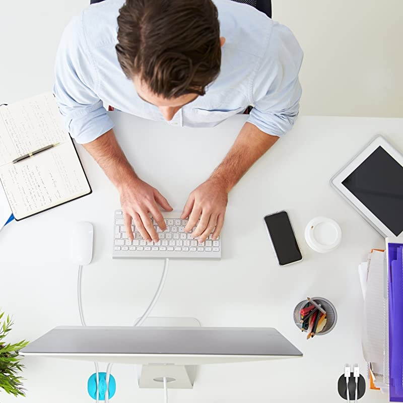 Cable Clips and Cord Management System Desktop Cable Organizer and Computer Electrical Charging or Mouse Cord Holder Multicolor