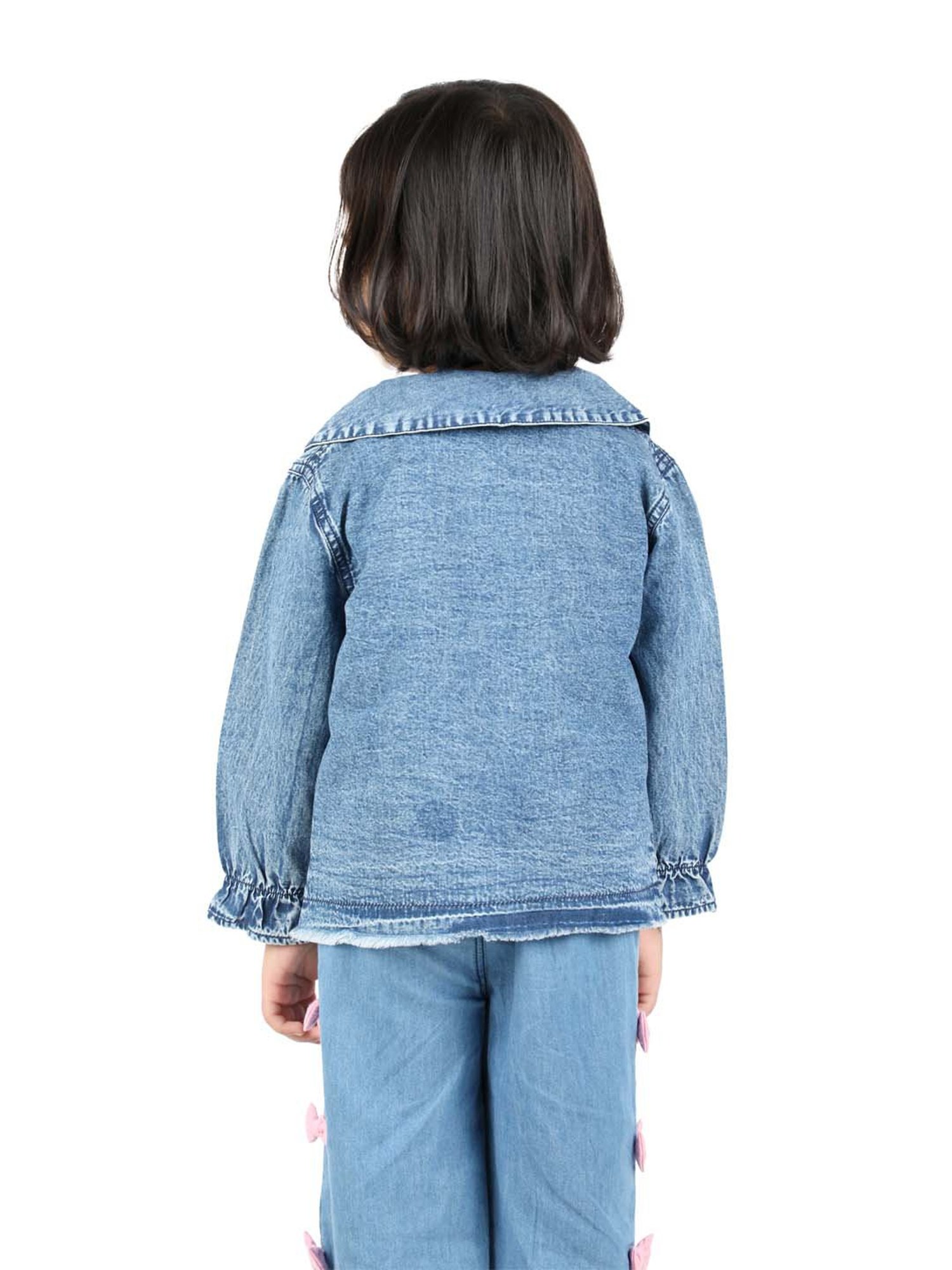 Budding Bees Kids Blue Solid Full Sleeves Denim Jacket