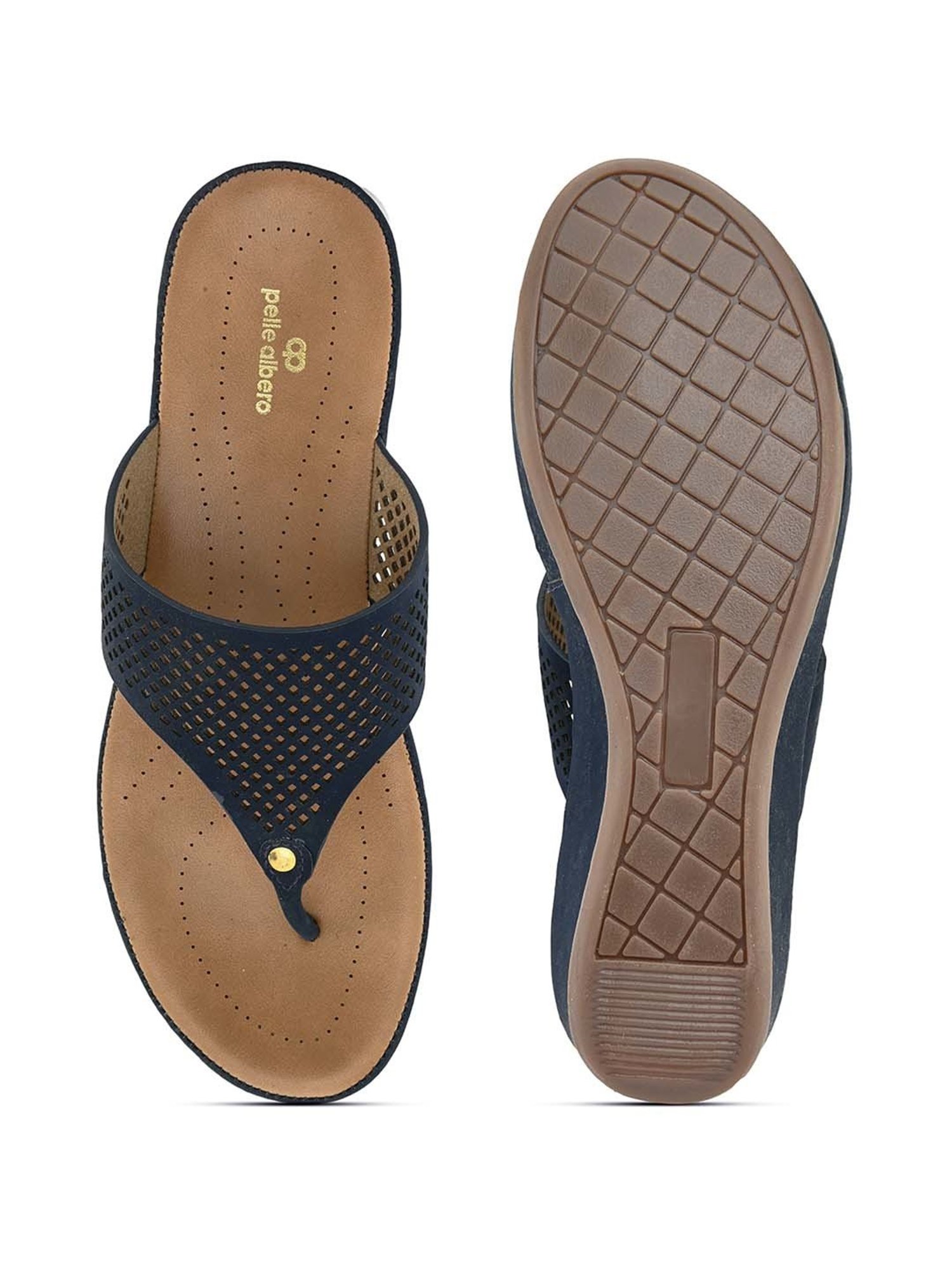 Pelle Albero Women's Blue Thong Wedges