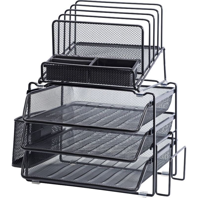 Lorell Divided 4-tier Desktop Organizer - Black