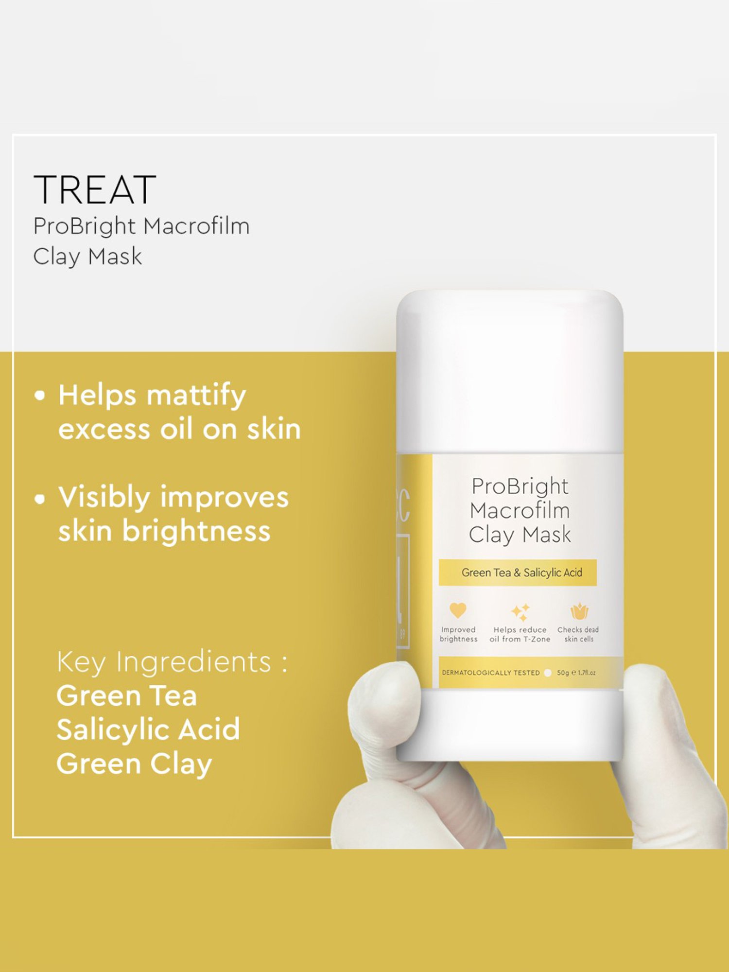 VLCC Clinic ProBright Macrofilm Clay Mask & Cica Cream Combo