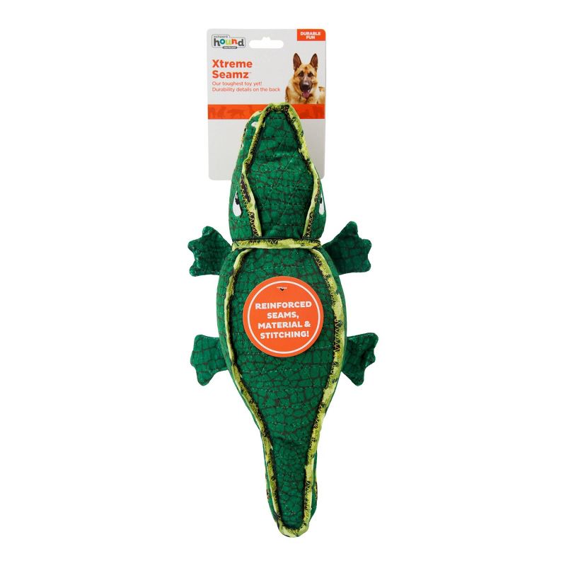 Outward Hound Xtreme Seamz Alligator Dog Toy - Green - M