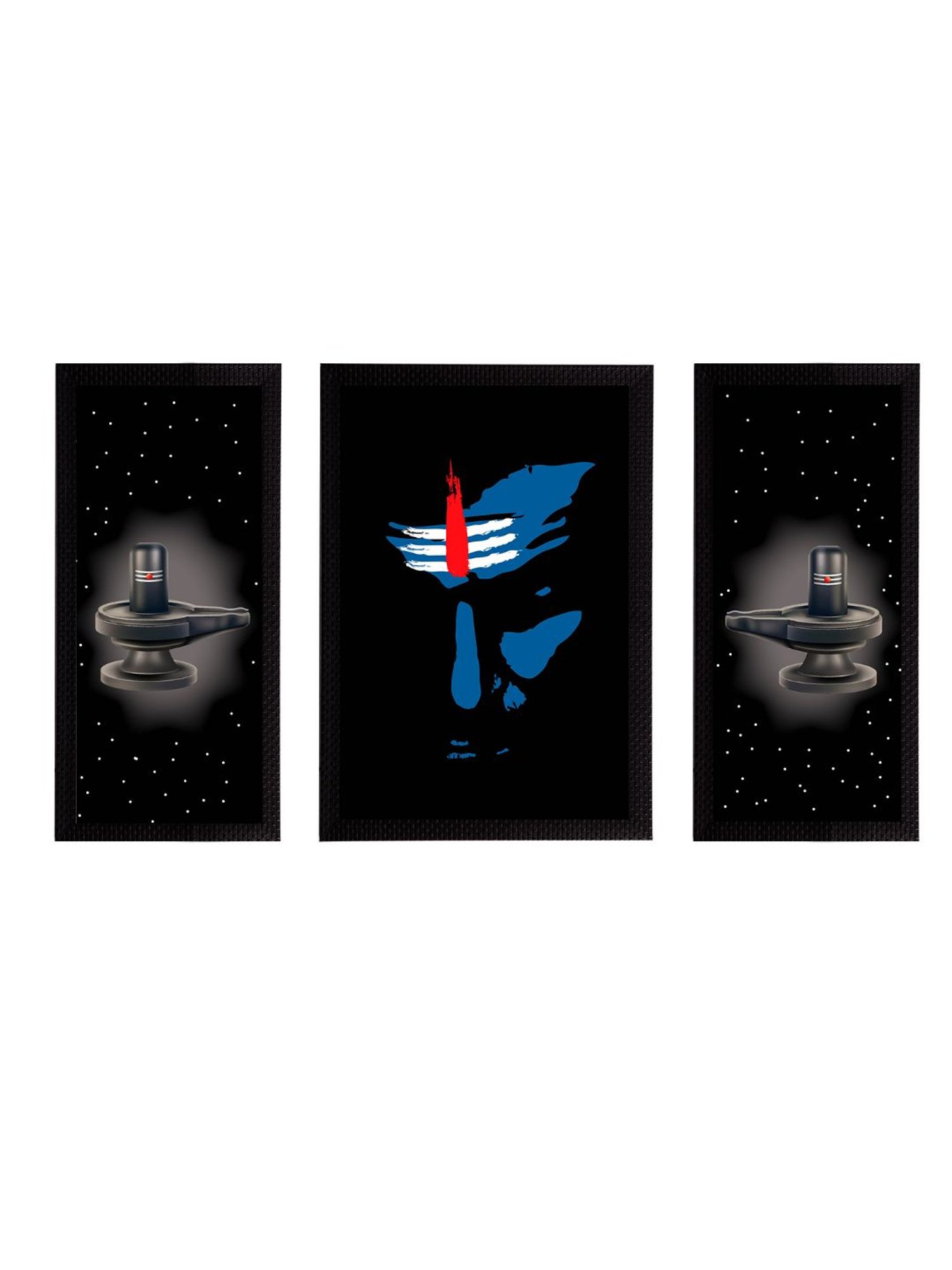 eCraftIndia Set of 3 Lord Shiva Satin Matt Textured UV Art Painting