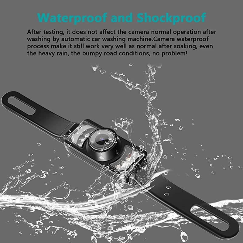 License Plate Backup Camera Car Rear View Reverse CameraAutomotive Backing Camera 120&deg; View Angle Waterproof 7 LED Night Vision Reversing Camera for TrucksSUVRVPickupVans