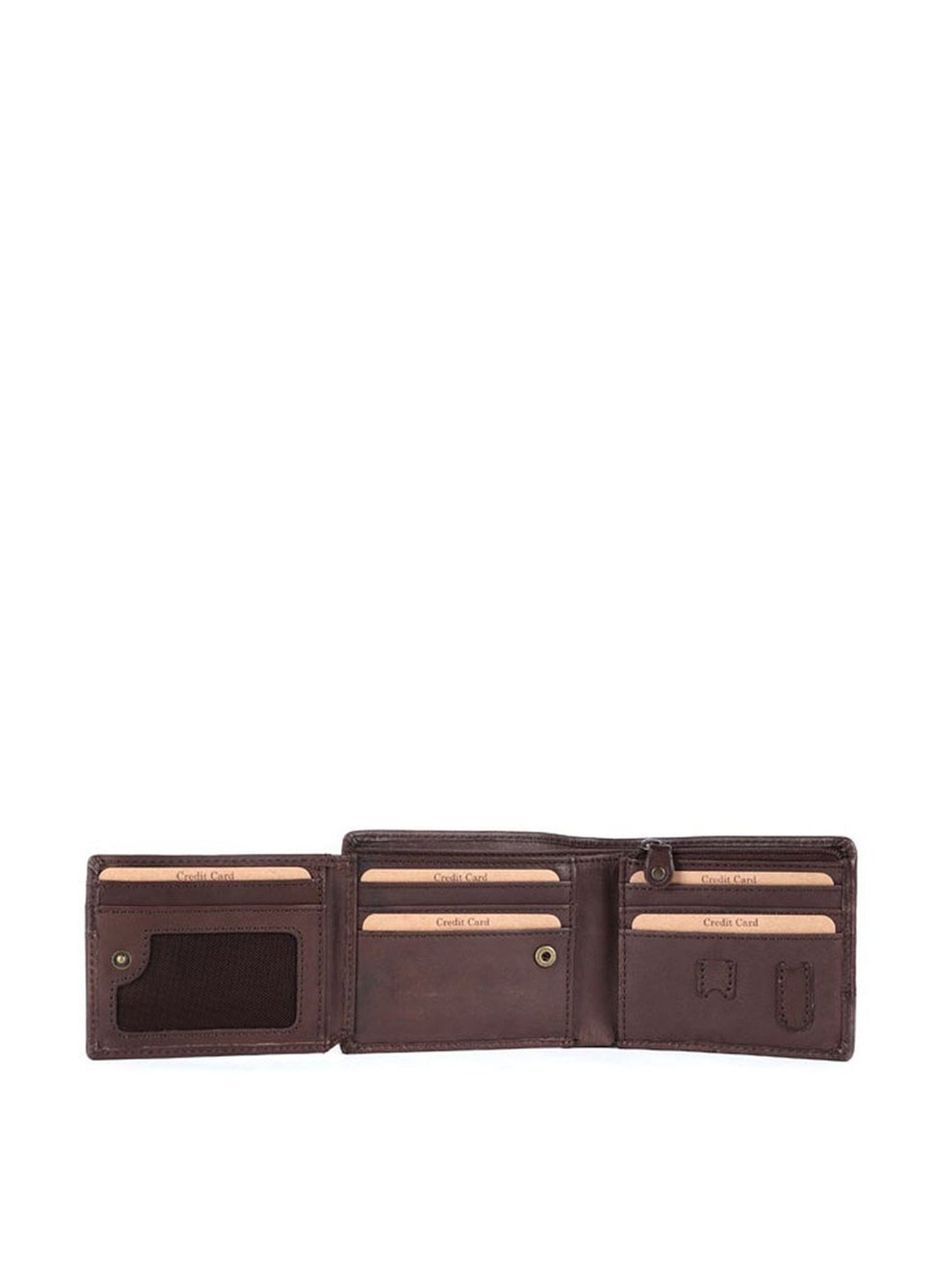 KOMPANERO Garrison Dark Brown Leather Textured Bi-Fold Wallet
