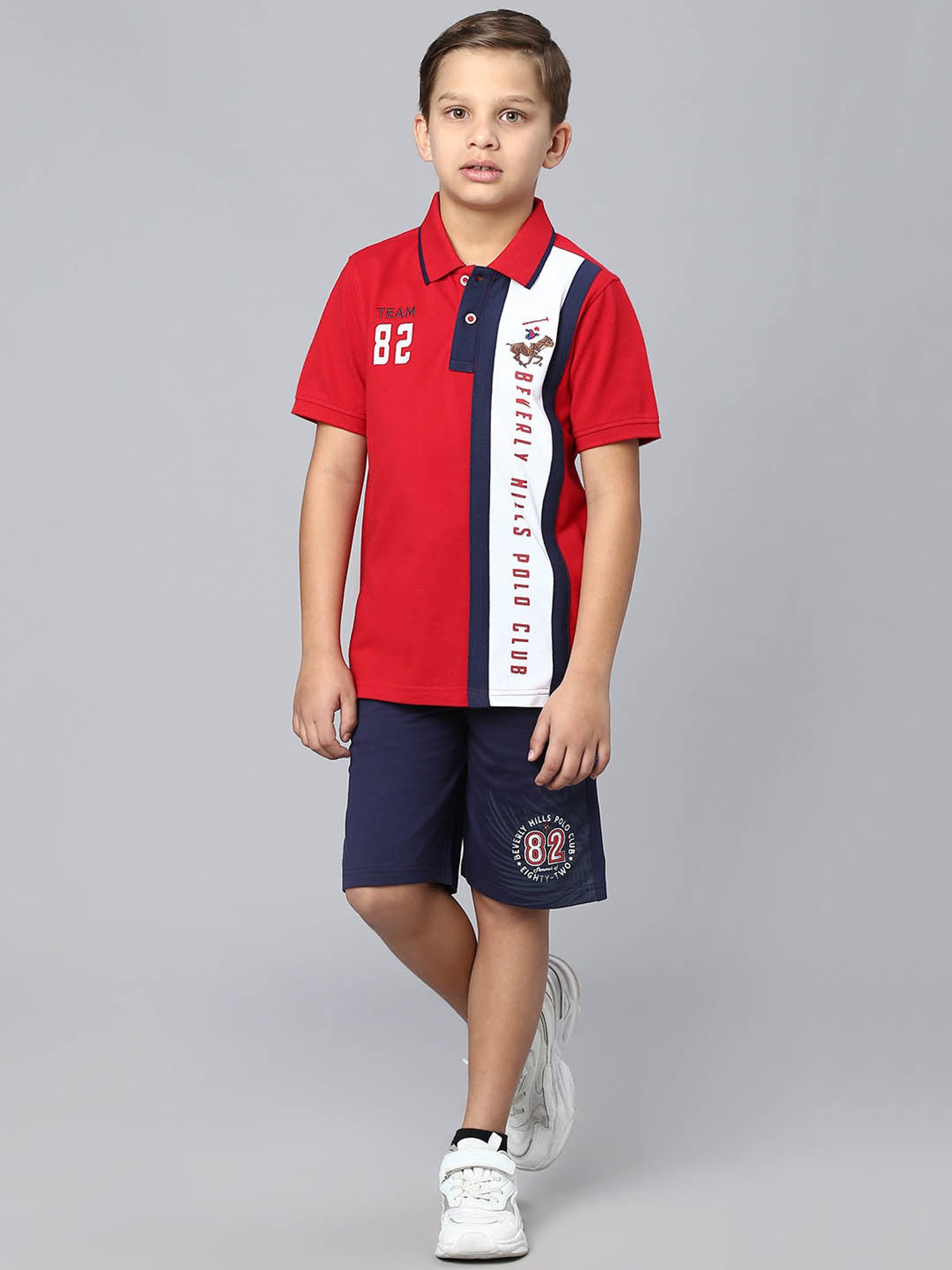 Beverly Hills Polo Club Kids Red Color Block Polo T-Shirt