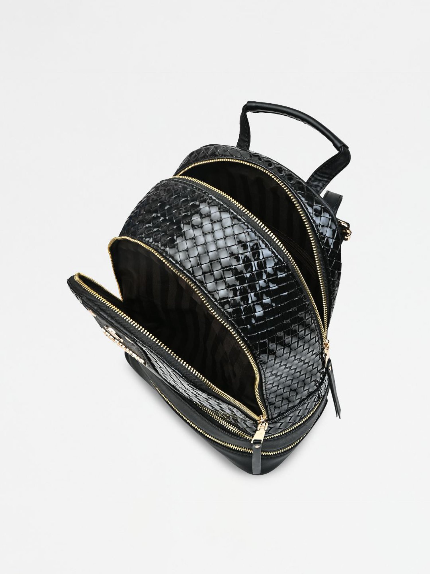 THE HOLISTIK Retro Wave Black Textured Medium Backpack