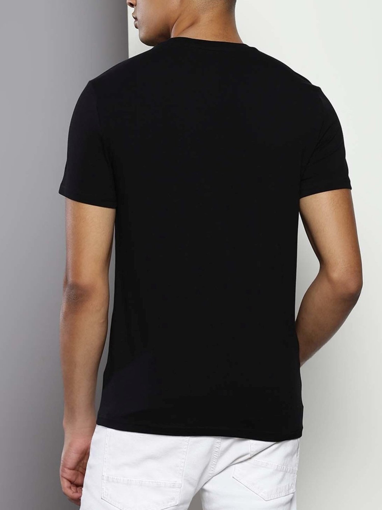 Calvin Klein Black Cotton Slim Fit Printed T-Shirt
