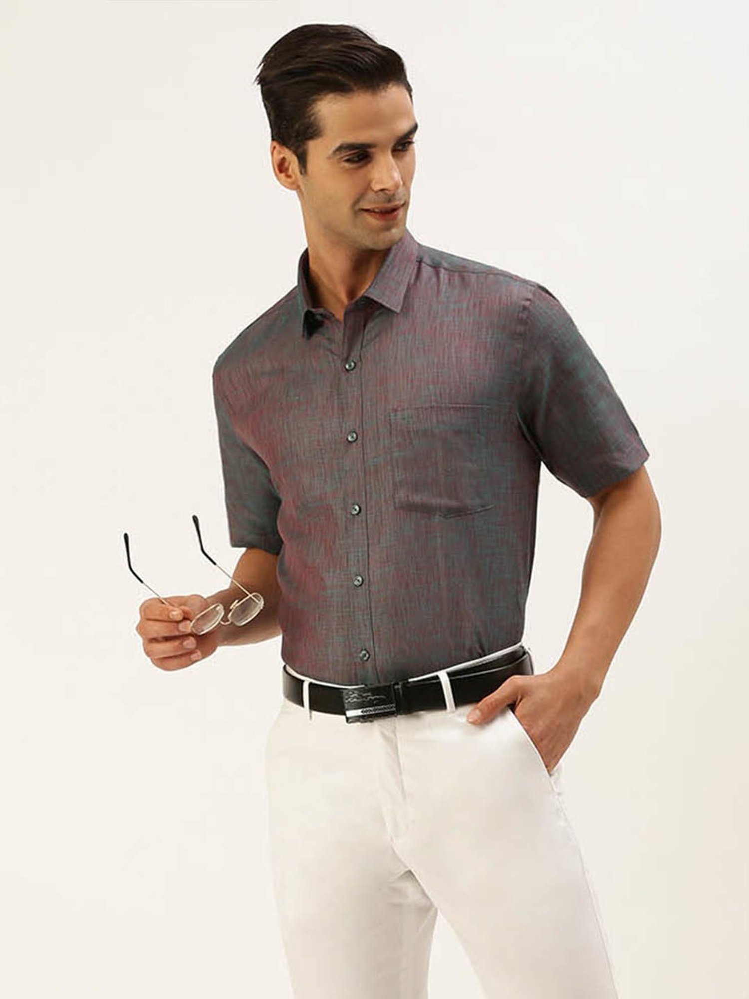 Ramraj Grey Regular Fit Shirt