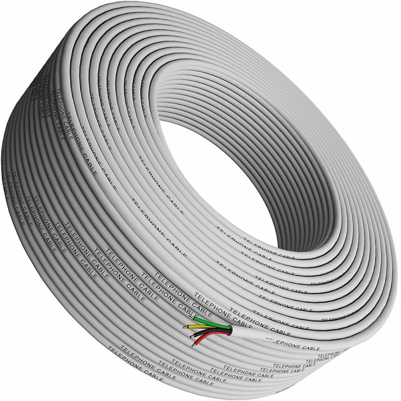 Round Phone Cable - Tupavco TP801 - 300ft White Roll (100 M - 328 ft) 4X1/0.4 Reel Telephone Cord