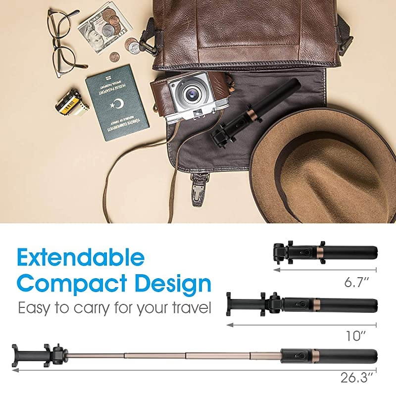 Selfie Stick Bluetooth Extendable Selfie Stick Tripod Stand with Wireless Remote Shutter Compatible with iPhone 1111 ProXSXR88P77P6s6 Galaxy S9S9 PlusS8S7S6S5Note 98