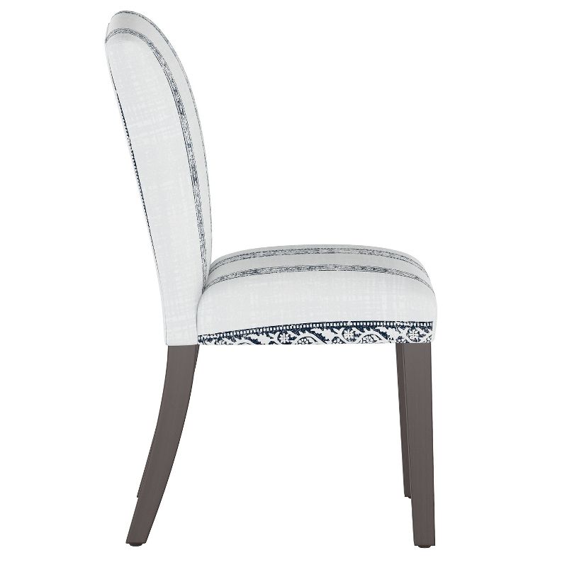 Camel Back Dining Chair Block Print Stripe Light Gray - Skyline Furniture