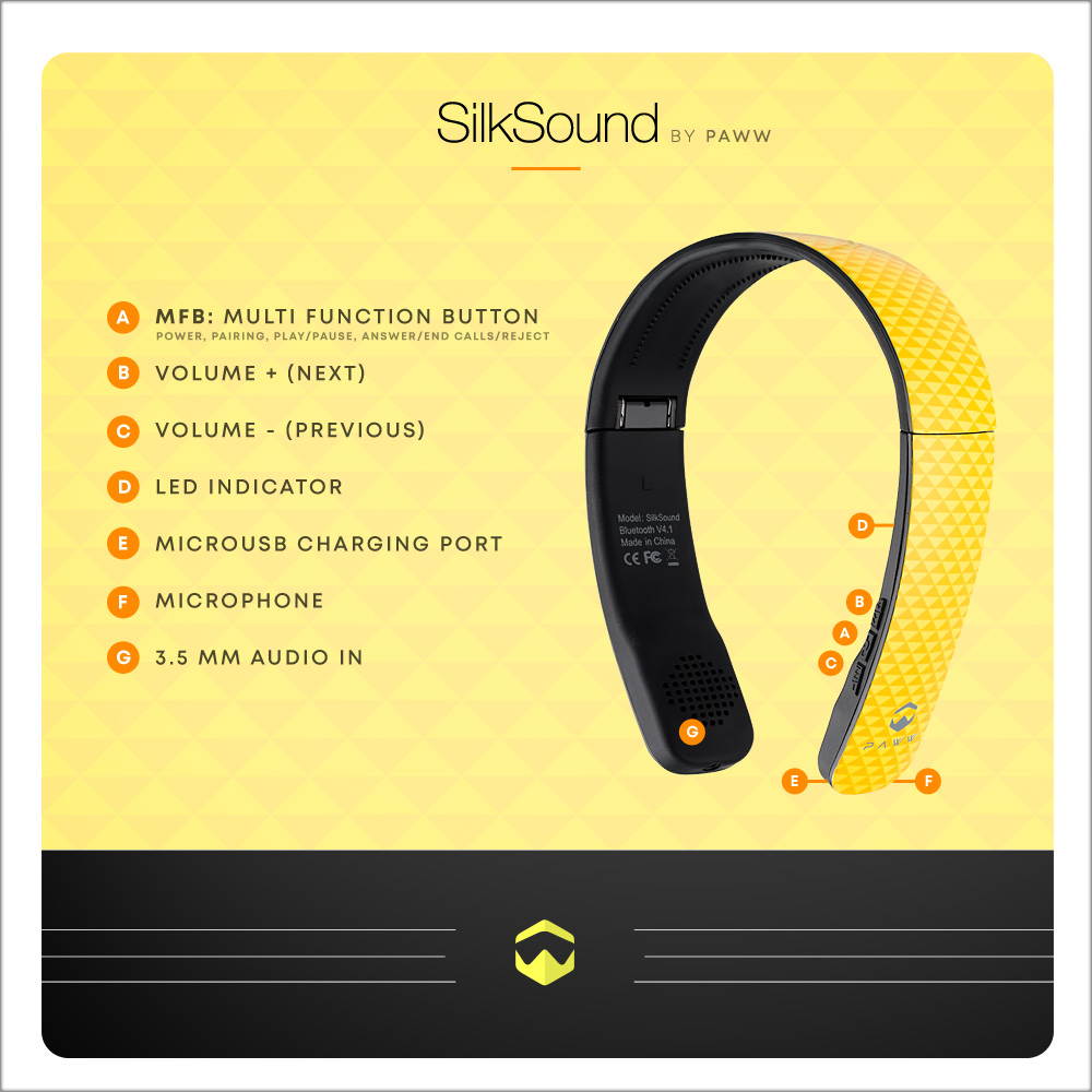Paww SilkSound Headphones - Stylish Foldable Paww SilkSound Headphones - Stylish Foldable On-Ear Wireless Bluetooth Handsfree Calling with 8 Hours Playtime for Work Travel or Outdoor Use