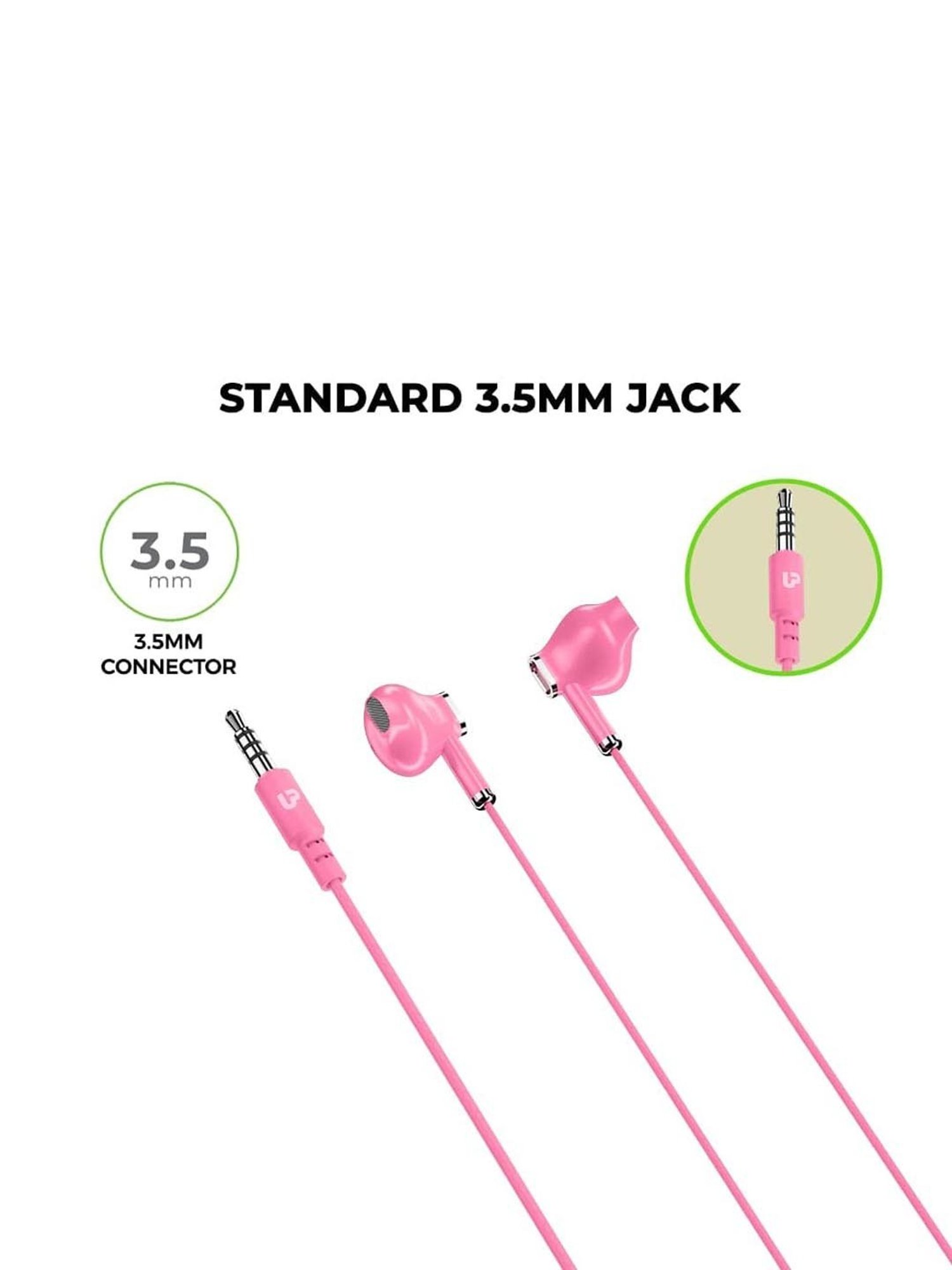 ULTRAPROLINK Pastels UM1130 Noise Isolation Hands Free Earphones with Mic (Pink)
