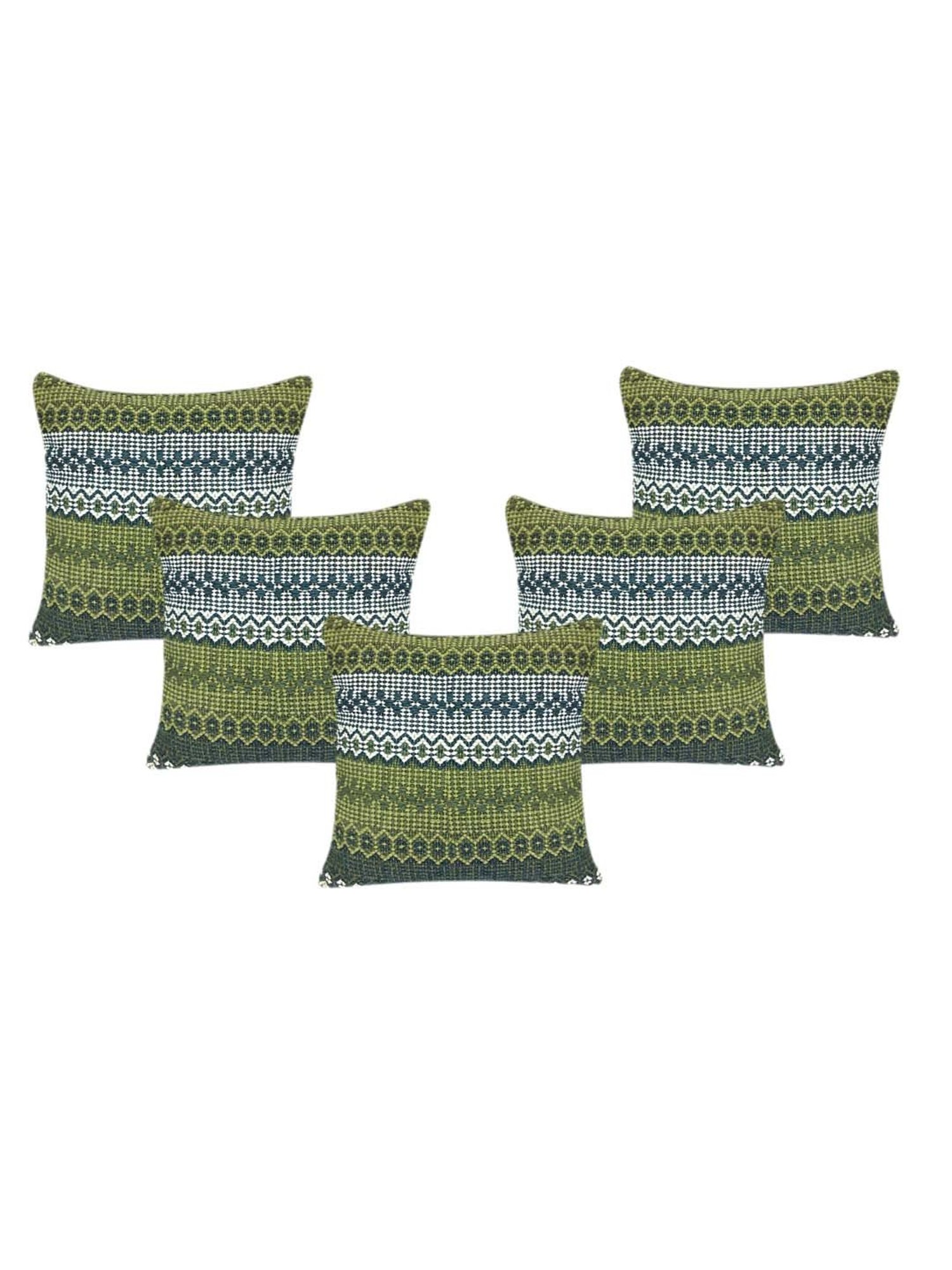Saral Home Green Cotton Cushion Covers - Set of 2