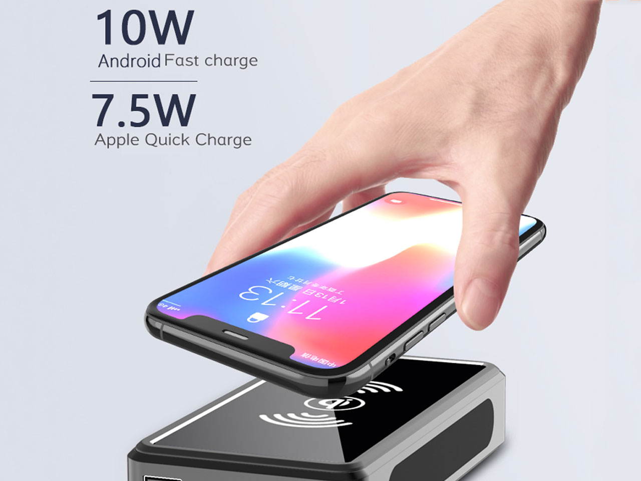 Lurkwolfer Solar Charger 30000mAh Wireless Portable Solar Power Bank External Battery Solar Phone Charger with 2.4A Fast Charging and LED Flashlights with 4 Outputs,