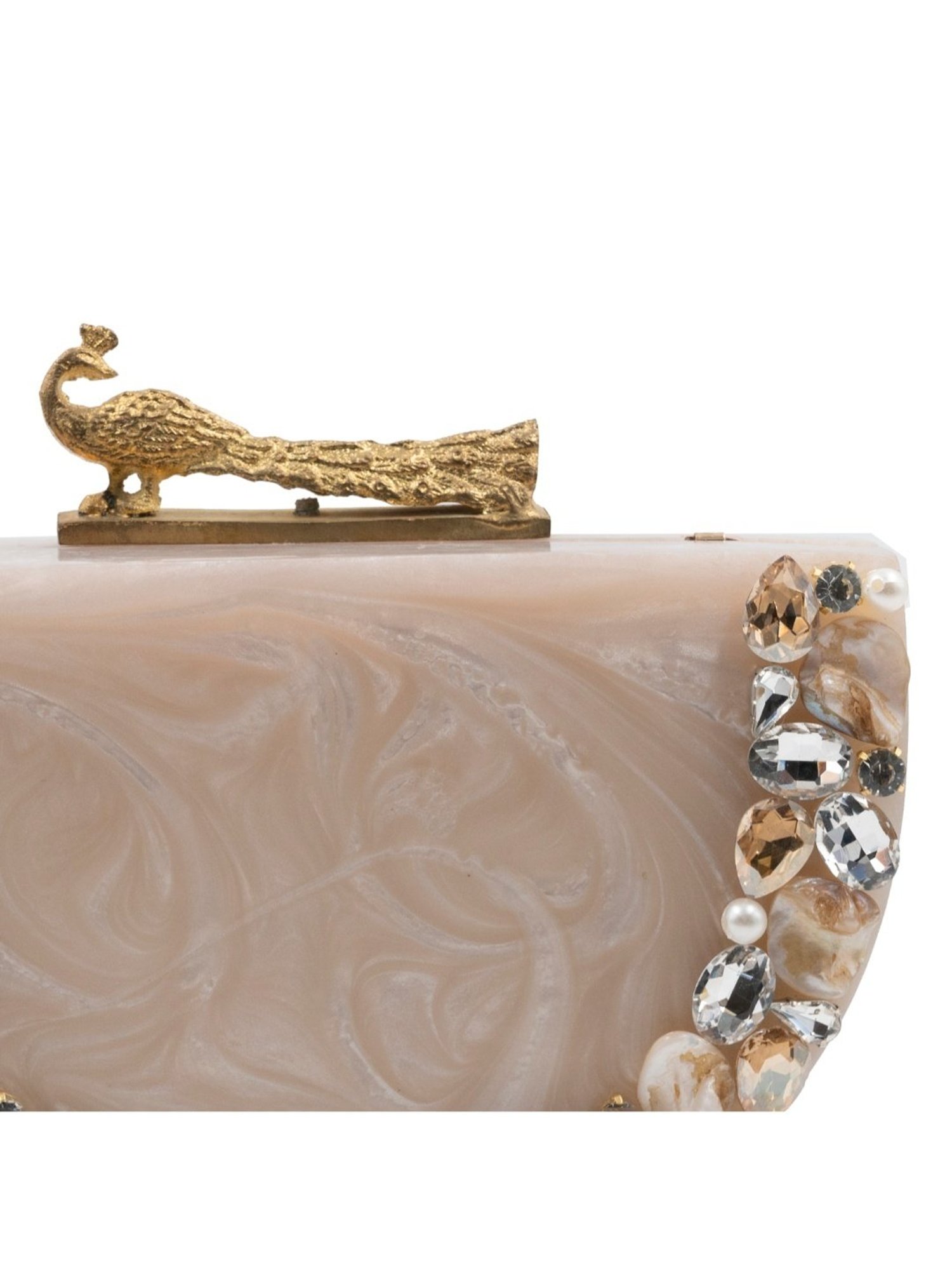 Sugarcrush Beige Luxury Studded Small Clutch