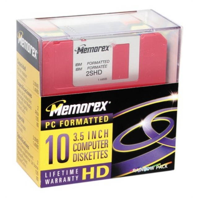 Memorex MF2HD 3.5" IBM-Formatted High-Density Floppy Disks (Colors, 10-Pack) (Discontinued by Manufacturer)