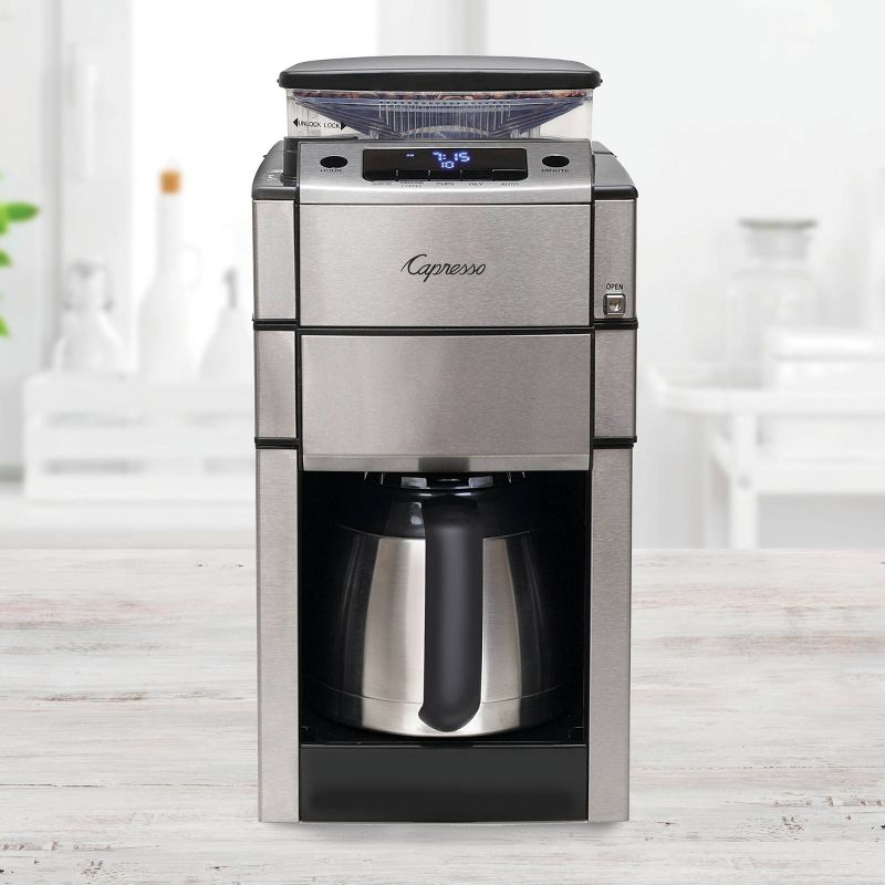 Capresso 10-Cup Coffee Maker with Burr Grinder/Thermal Carafe – Stainless Steel CoffeeTEAM 488.05