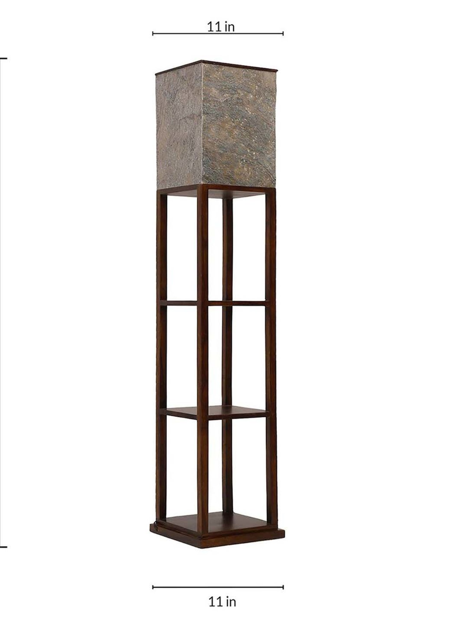 Fabindia Home Ojasvi Brown Wood Floor Lamp
