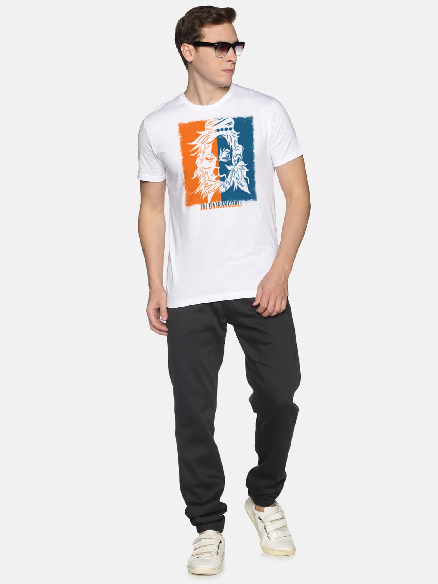 BLACK RADIO White Slim Fit Printed Cotton Crew T-Shirt