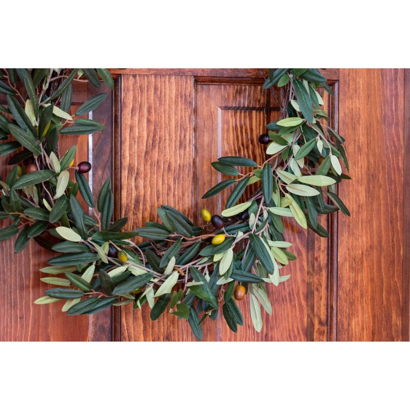 20" Artificial Olive Wreath - Nearly Natural