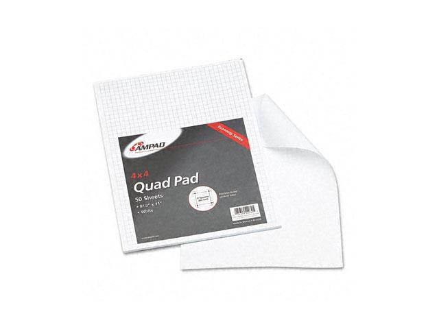 Ampad 22-030C 15lb Quadrille Pad w/4 Squares/Inch, Letter, White, 1 50-Sheet Pad/Pack