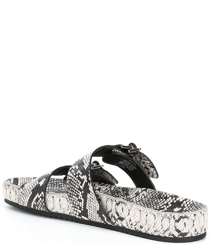Antonio Melani Branson Snake Print Leather Double Buckle Sandals