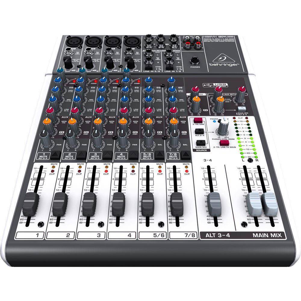 Behringer 12-Input 2-Bus Mixer, XENYX/EQ 1204USB w/ Pro DJ Bundle
