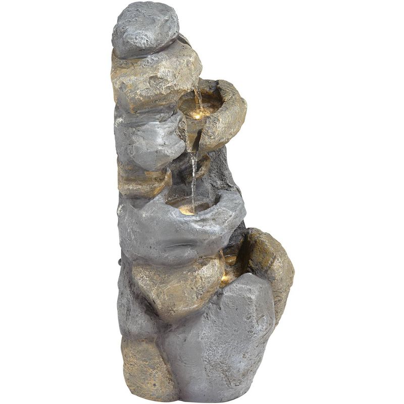 Chatsworth Two Tier Solar On Demand Fountain with Weathered Stone - Smart Solar