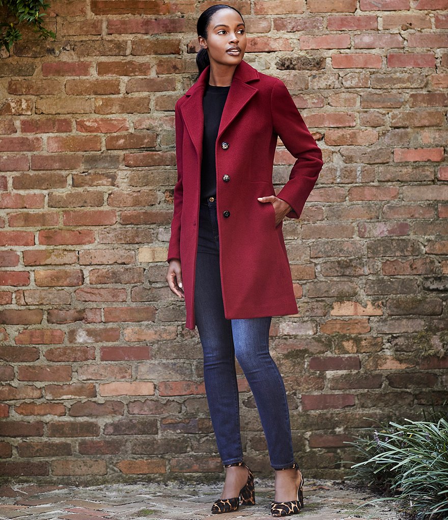 Kenneth Cole New York Short Water-Resistant Stand Collar Hooded Long Sleeve Chevron Puffer Jacket