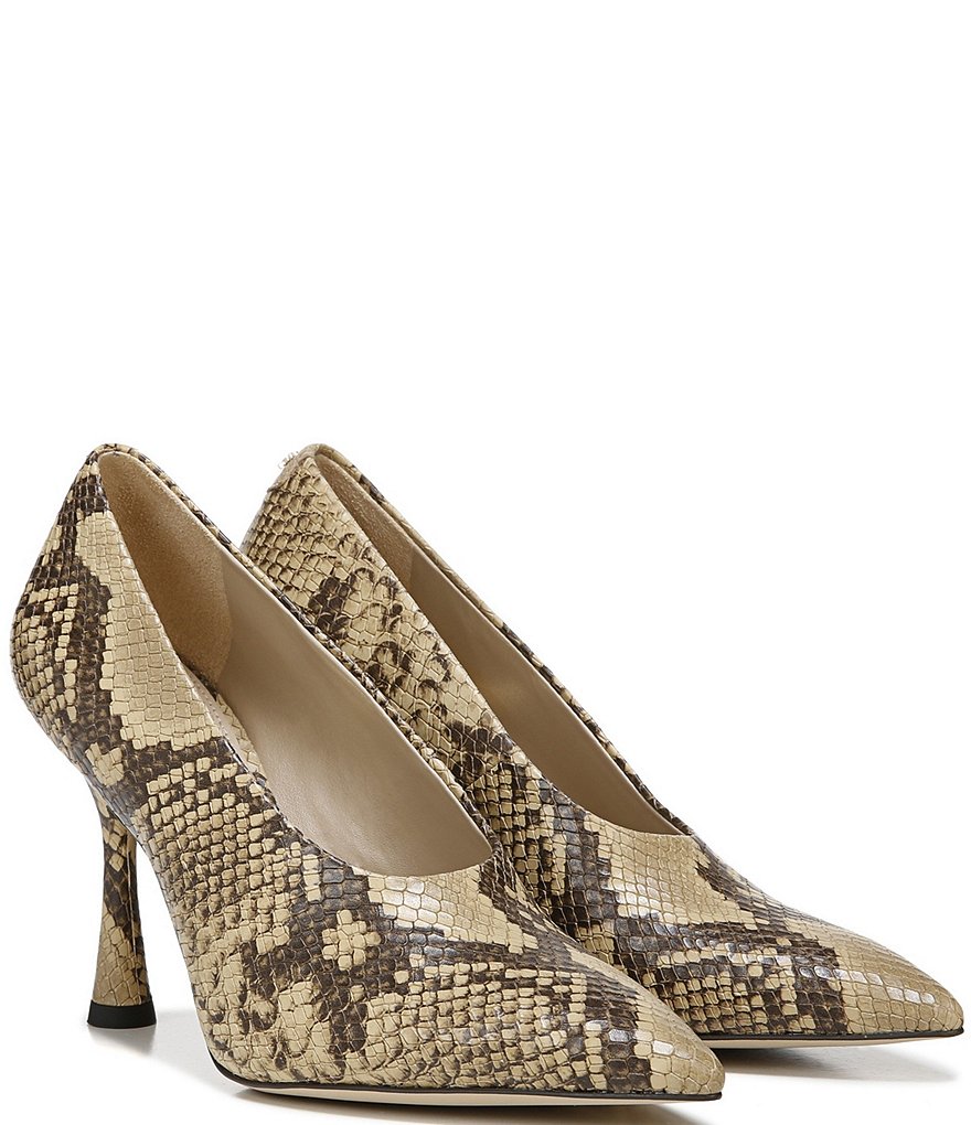 Deltan Tessa Croc-Embossed T-Strap Block Heel Pumps