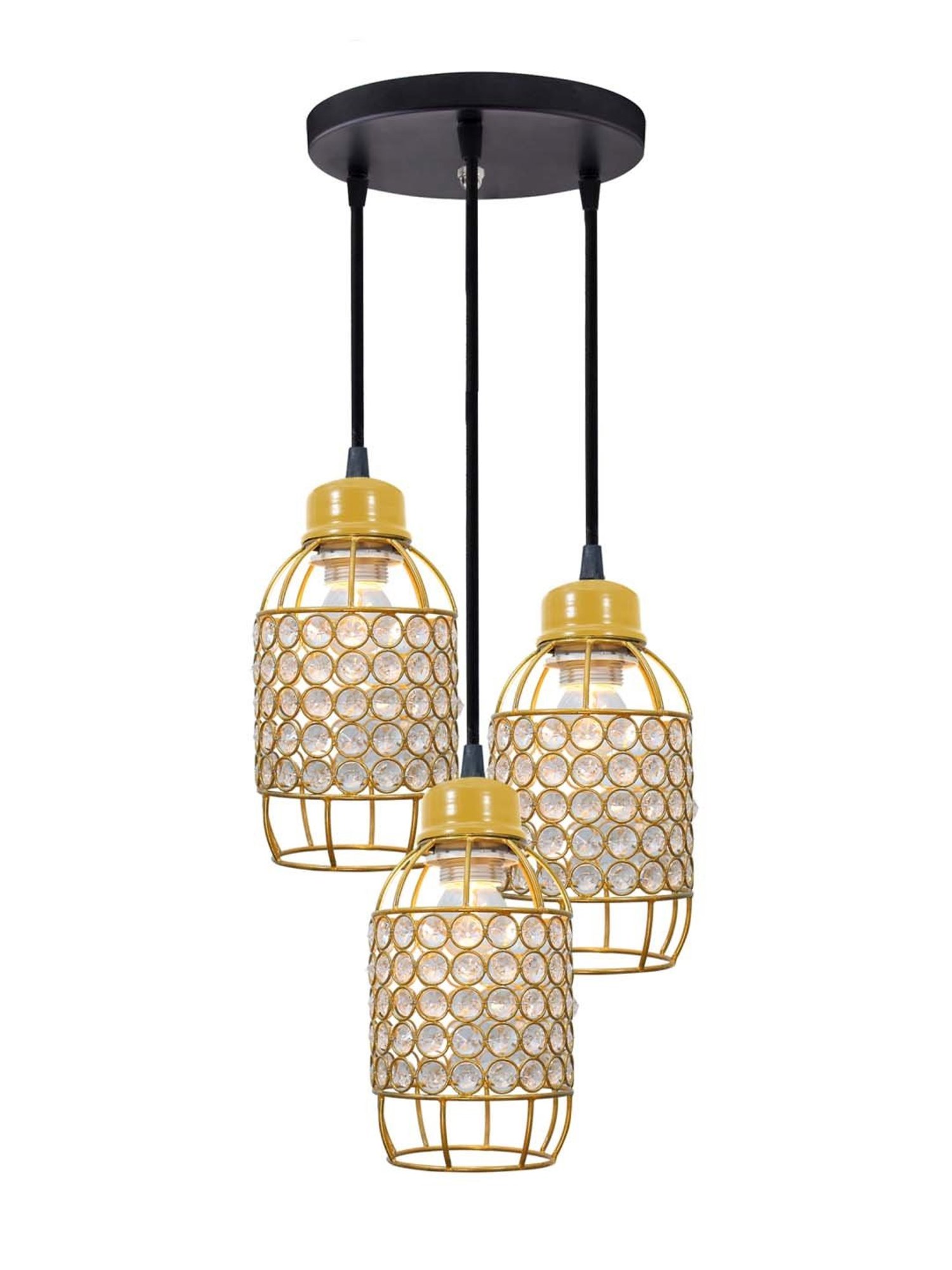 Homesake Gold Metal 3-Lights Round Cluster Chandelier Half Capsule Hanging Light