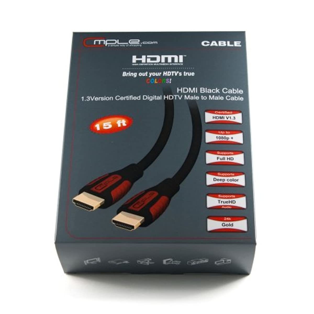 Cmple - 4K Gold Plated Ultra High Speed HDMI Cable - HDTV Cable with 3D HDR and Ethernet - 15 Feet, Black