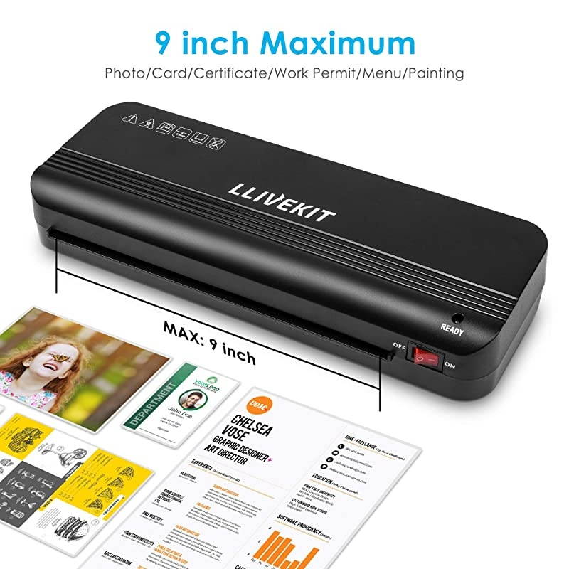 A4 Laminator Machine, 3 in 1 9'' Portable Thermal Laminating Machine with 20 Pouches, Paper Trimmer and Corner Rounder, for Home Office School