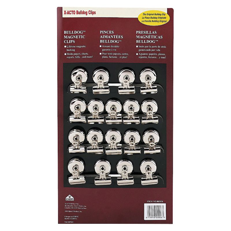 X-ACTO 1-1/4" Nickel-Plated Bulldog Magnetic Clips - (18 Per Box)
