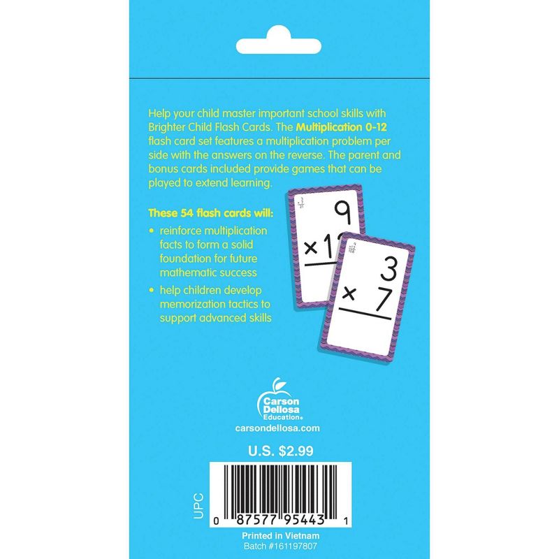 Multiplication 0 To 12 Flash Cards - by Carson Dellosa