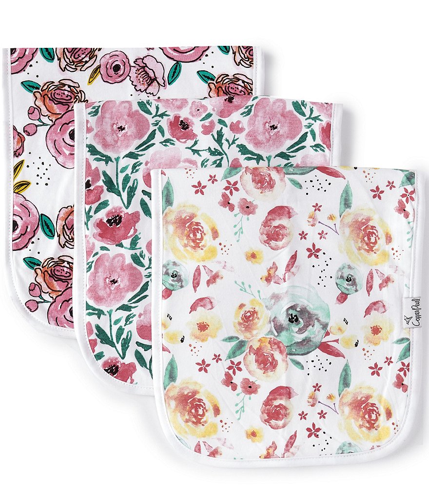 Copper Pearl Baby Girls Bloom Premium Burp Cloths 3-Pack