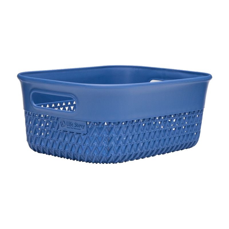 Life Story Lightweight Heavy Duty Storage Woven Basket 4 Quarts, Blue (14 Pack)