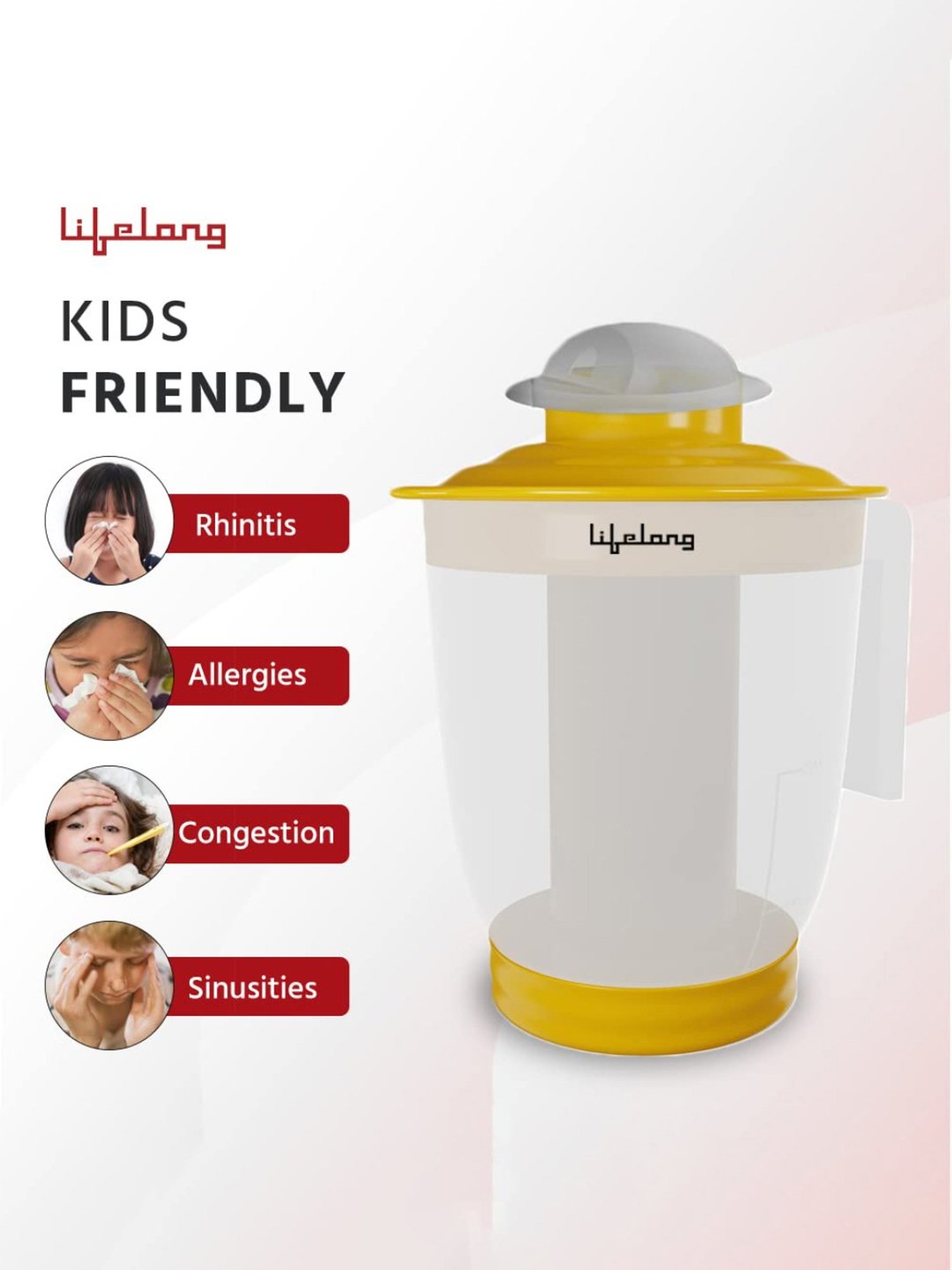 Lifelong LLS36 Steamer and Vaporizer Machine for Cold and Cough, Facial Steamer (Yellow)