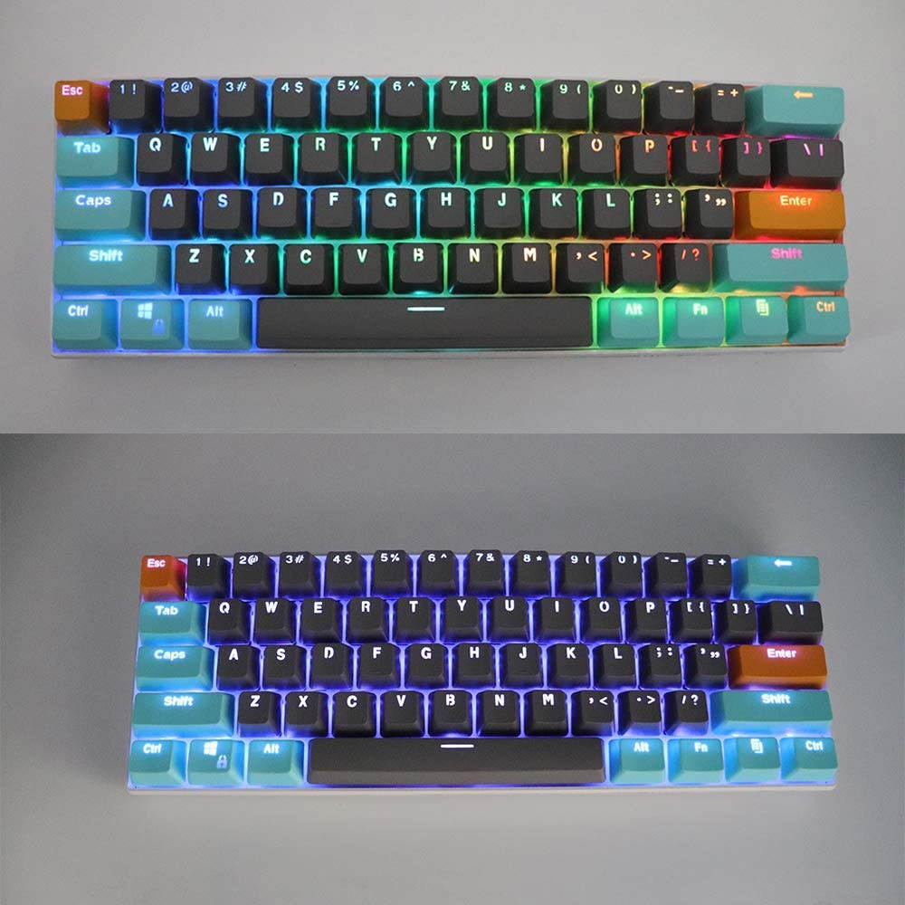 CUUWE 61 PBT Keycaps for 60 Percent Keyboard, Backlit Keycap Set for Mechanical Gaming Keyboard OEM Profile Keycaps with Key Puller for Cherry MX Switches GH60/RK61/GK61/Annie pro 2