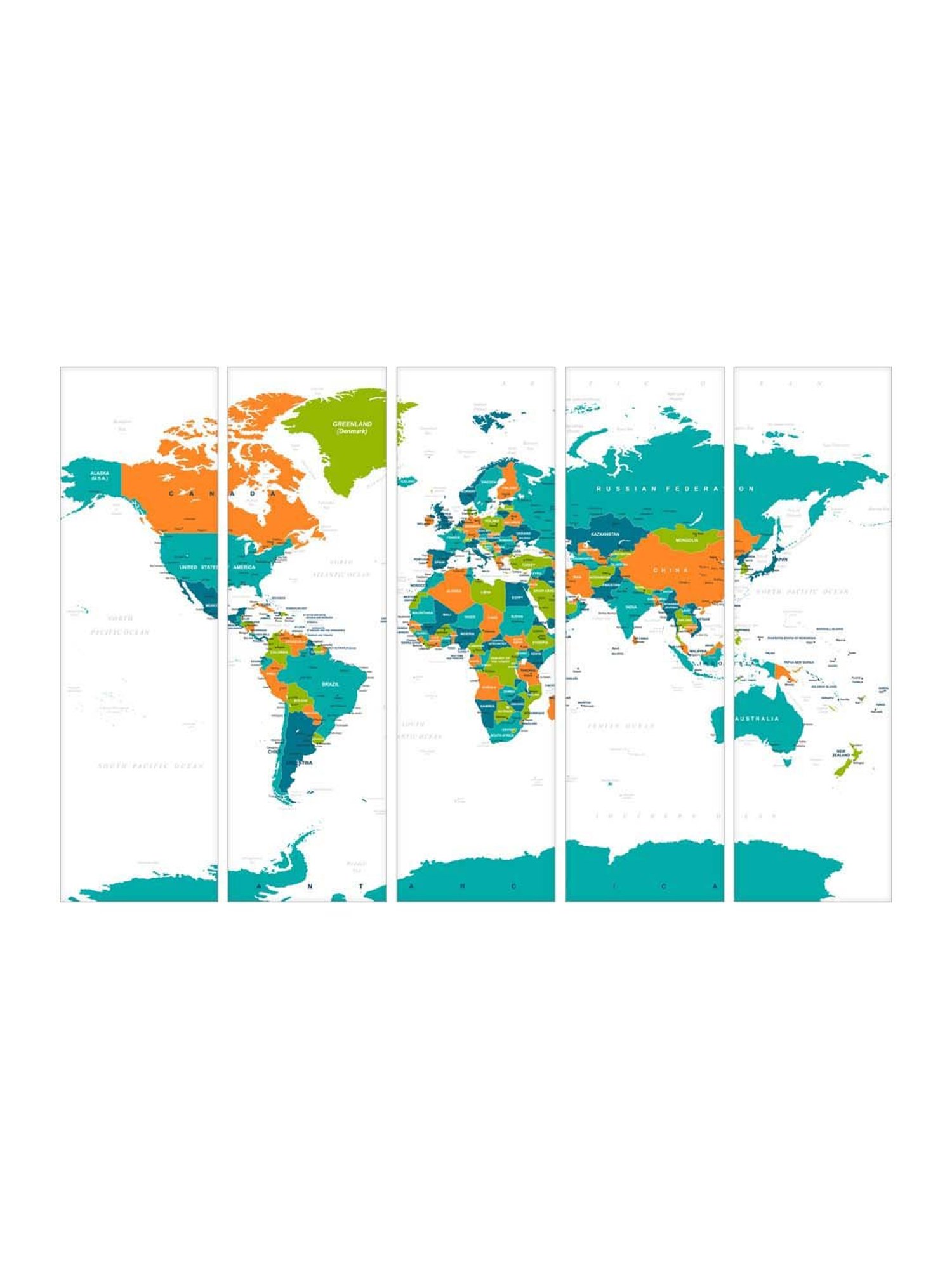 999Store Multicolor World Map Art 5 Frame MDF Paintings