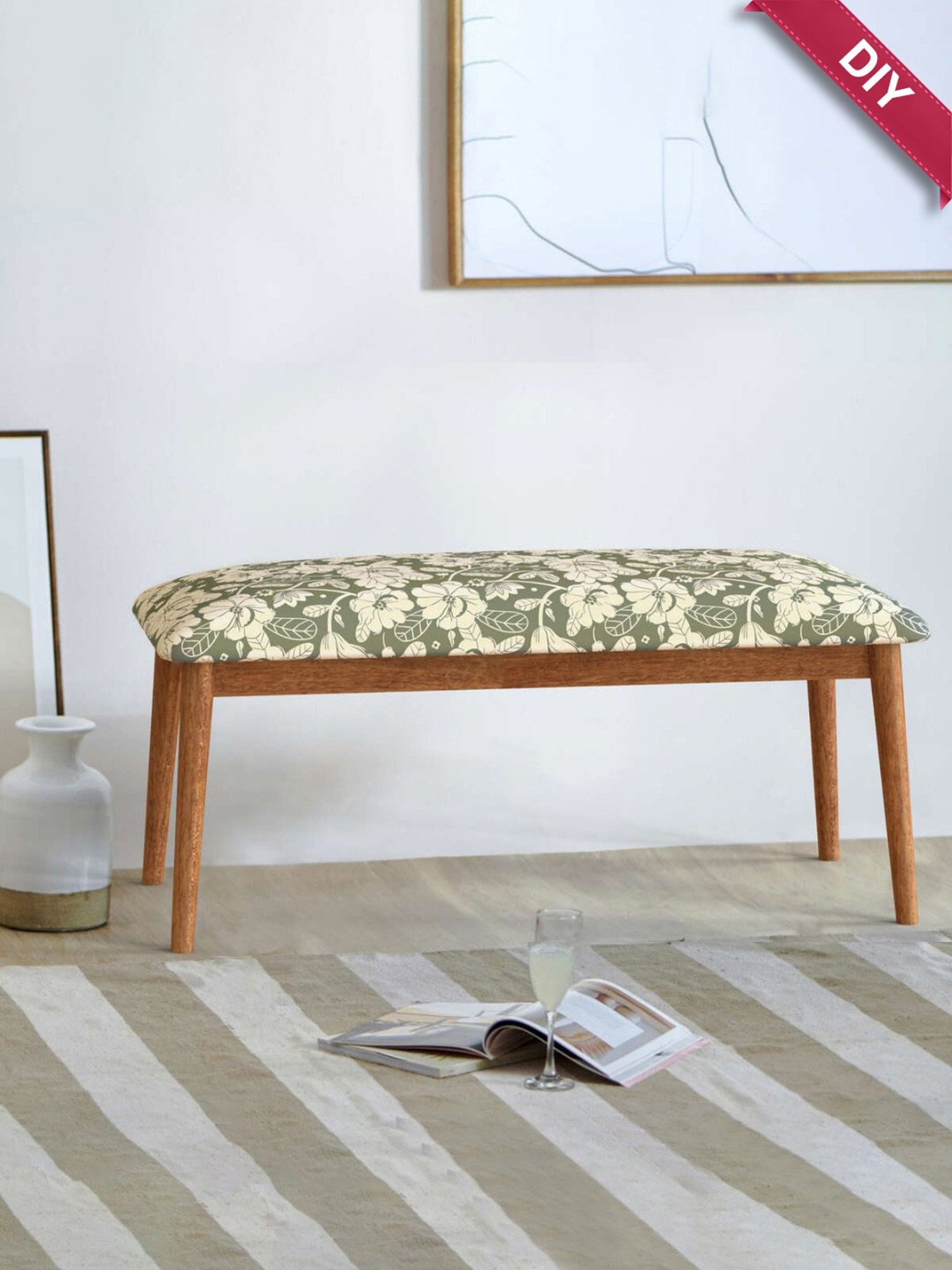 Chumbak Jodhpur Sailor Solid Blue Sheesham Wood Bench