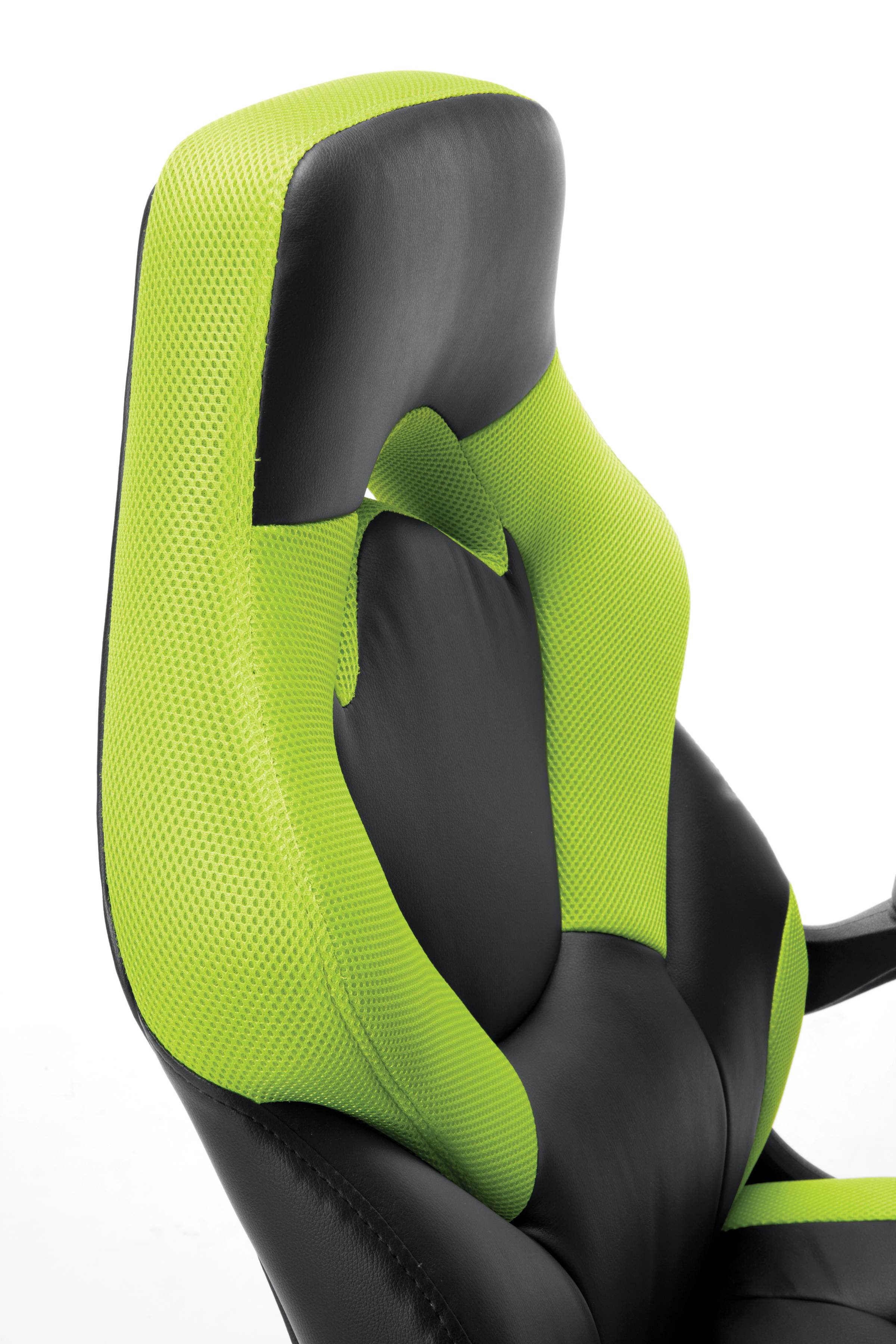 OFM Essentials Collection Racing Style Bonded Leather Gaming Chair, in Green (ESS-3085-GRN)