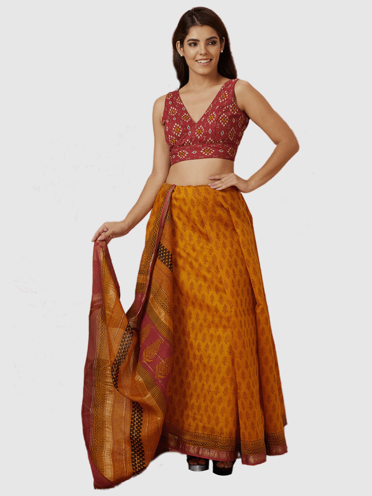 Salwar Studio Red Cotton Printed Blouse