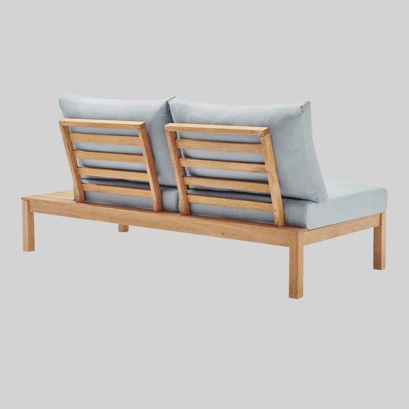 Freeport Karri Wood Outdoor Patio Loveseat with Left-Facing Side End Table - Blue - Modway