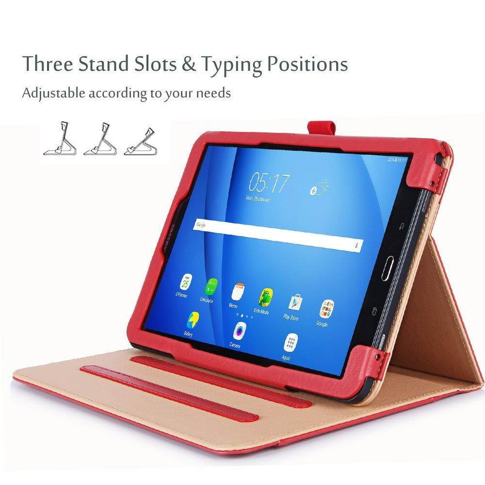 ProCase Samsung Galaxy Tab A 10.1 Case - Stand Folio Case Cover for Galaxy Tab A 10.1" Tablet SM-T580 T585 T587 (NO S Pen Version), with Multiple Viewing Angles, Document Card Pocket - Red